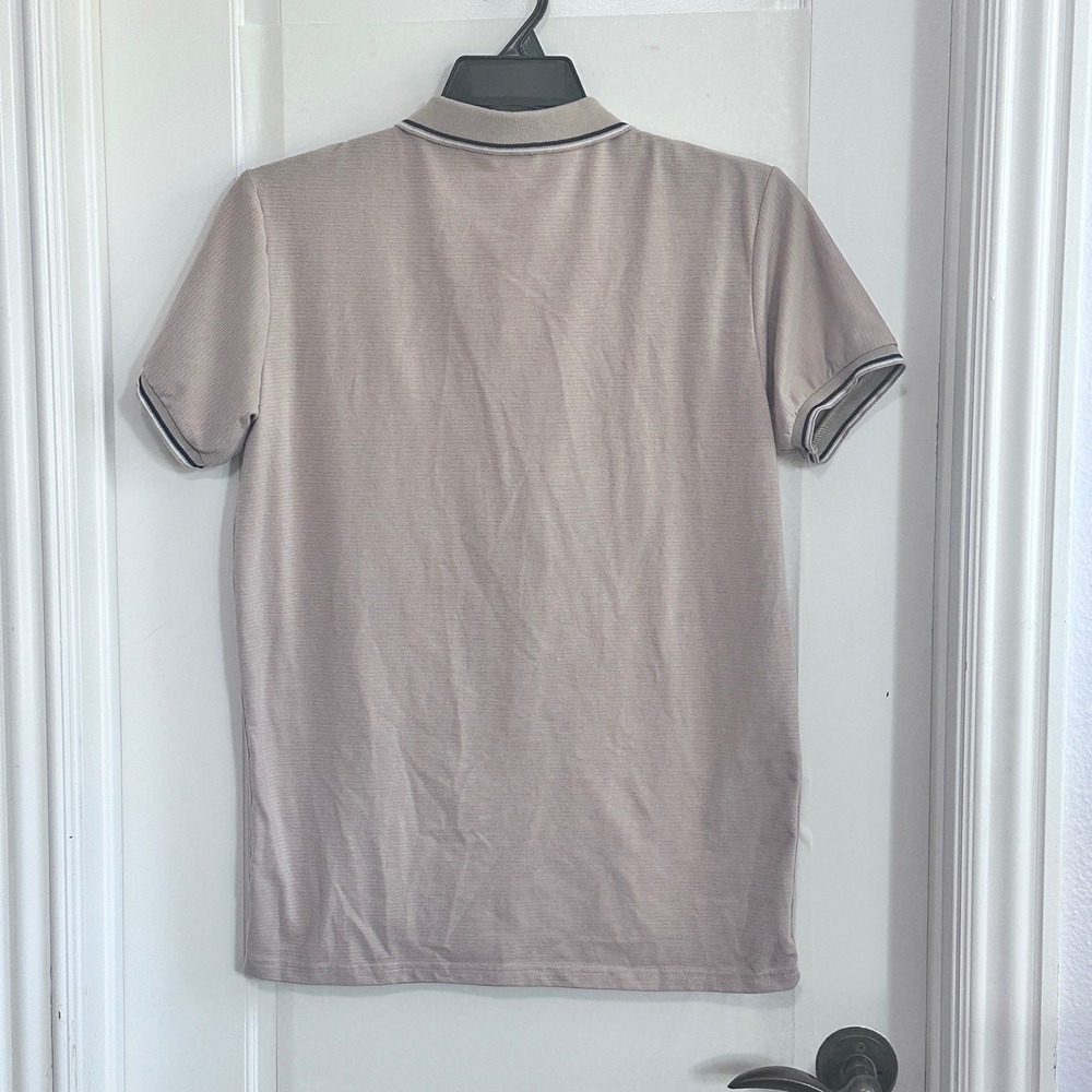 Burberry London Men's Tan Textured Polo Shirt with Embroidered Horse - Picture 3 of 7